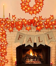 economico -10/20/40 luci a forma di zucca a forma di foglia d'acero a LED, alimentate a batteria, decorazione a tema autunnale per Halloween, Natale, Ringraziamento, festa, decorazione del cortile della casa