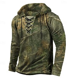 abordables -Hombre camuflaje Color Camuflaje Sudadera Clásico Militar Con Capucha Exterior Caza Azul Piscina Verde Trébol Correa Otoño Invierno Diseñador