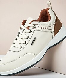preiswerte -Herren Sneaker Spaziergang Lässig Strick Bequem Rutschfest Atmungsaktiv Schnürung Grau&Weiß Dunkelblau Beige Sommer Frühling Herbst