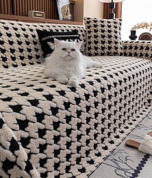 levne -Potah na pohovku s pepitou stopou pro domácí mazlíčky, celoroční potah na pohovku vhodný pro domácí mazlíčky, protiskluzový dekorativní chránič pohovky do obývacího pokoje odolný proti poškrábání