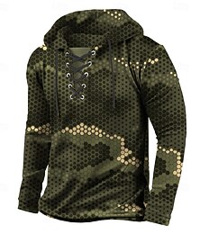 abordables -Hombre camuflaje Color Camuflaje Sudadera Clásico Militar Con Capucha Caza Azul Piscina Verde Trébol Correa Otoño Invierno Diseñador