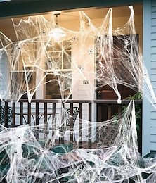 economico -Ragnatela di Halloween da 1800 piedi quadrati con 100 ragni artificiali, ragnatela in tessuto, decorazione di Halloween a forma di ragnatela per feste al chiuso e all'aperto