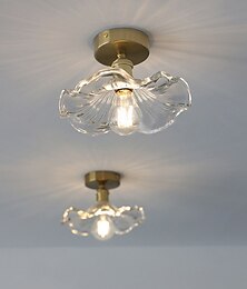 economico -semplice lampada da soffitto a forma di foglia di loto per ingresso ristorante lampade a sospensione a LED in ottone e vetro vintage