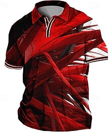 preiswerte -Herren Übergröße Poloshirt Groß und hoch Geometrisch Umlegekragen Bedruckt Kurzarm Frühling Sommer Sport Modisch Strassenmode Designer Outdoor Strasse Oberteile