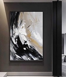 abordables -Peinture à l'huile abstraite faite à la main, peinture à l'huile abstraite peinte à la main, peinture murale moderne, mode abstraite, noir et blanc, peinture sur toile, décoration de la maison,