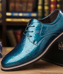 abordables -Chaussures habillées à lacets pour hommes, bleu sarcelle brillant et verni – des chaussures élégantes et formelles pour les mariages et les événements professionnels