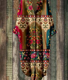 ieftine -Pentru femei Rochii Midi Rochii Tip Cămașă Rochie casual Rochie Boho Modă Modern Zilnic Plajă Sfârșit de săptămână Fit regulat Floare Manșon Lung Guler Cămașă Mov Maro Primăvară Toamnă