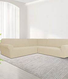 abordables -Canapé sectionnel 7 places avec coutures en grille 5x5, ensemble de canapé modulaire en tissu jacquard pour le salon, design en forme de U