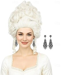 economico -parrucca biondo platino per donna, costume in stile coloniale del XVIII secolo, parrucche bionde a nido d'ape adatte a regine rinascimentali, cosplay, feste di Halloween