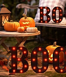 economico -Luci di lettere di Halloween luminose a forma di boo, decorazioni per la casa, ornamenti da tavolo, festival dei fantasmi, atmosfera interna, layout