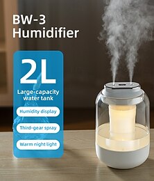 זול -מכשיר אדים כפול תרסיס 2 ליטר חדש USB קיבולת גדולה חדר שינה לבית משרד מנורת לילה מתנה