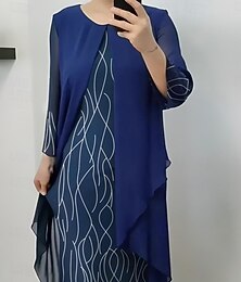 billiga -Dam Långklänning Maxiklänning Vardagsklänning Cocktail klänning Bröllopsgästklänning Chiffongklänningar Elegant Stylish Ledigt Dagligen Fest Förlovning Normal Slät Ärmlös Rund hals Svart Mörkblå