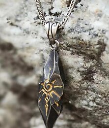 abordables -Collier pendentif vintage totem solaire pour homme – chaîne en métal oxydé avec gravure tribale, bijoux gothiques pour le quotidien et les festivals