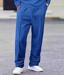 levne -Pánské Tepláky Kalhoty Vaflové kalhoty Tepláky s otevřeným dnem Šňůrky Elastický pas Straight-Leg Bez vzoru Odvod vlhkosti Prodyšné Plná délka Outdoorové sporty Ležérní Denní Módní Šik ven Černá Bílá