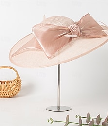 economico -Cappelli Sinamay Cappello da Sole Matrimonio Ferie Tè Corsa di Cavalli Cocktail Elegante Vintage Protezione Solare Con Fiocco Copricapo Copricapo