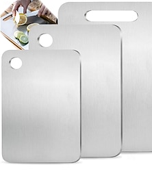 olcso -prémium titánötvözetből készült vágódeszkák, kétoldalas, élelmiszeripari minőségű titán vágódeszkák konyhába, mosogatógépben mosható, kempingfelszereléshez való vágódeszka alátét gyümölcsökhöz,