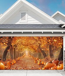 رخيصةأون -Halloween نسيج غطاء باب المرآب معلق كبير قرع زهري الظلام بانك القوطية حفلة الخارج خلفيات التصوير يارد ديكورات حائط وباب وخلفية