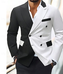 economico -Uomo Feste Abbigliamento da sera Completi Bavero a lancia Bianco-nero Patchwork Vestibilità su misura 2 pezzi