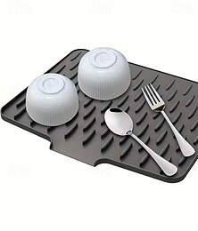economico -2 tappetini di drenaggio antiscivolo in silicone per cucina: design di scarico integrato, resistenti al calore e facili da pulire, adatti per piani di lavoro, lavelli e frigoriferi