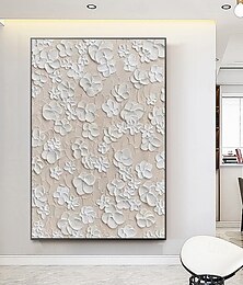 お買い得  -ミントゥラ ハンドメイド 3D テクスチャ花油絵 キャンバス 壁アート装飾 モダン抽象画 室内装飾用 ロールド フレームレス 未延伸絵画
