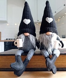 ieftine -Crăciun de pluș decorațiune tricotată păpușă fără chip picior lung agățat ornament stil cafea gnom de vacanță figură de pluș decorațiune festivă pentru casă decor de brad de Crăciun cadouri