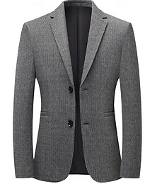 Недорогие -Муж. Пиджак Воротник с вырезом Легкие Однотонный Blazer Хаки Серый Узкий крой Однобортный с двумя пуговицами