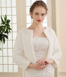 economico -Scialle Donna Elegante Tenere al Caldo Manica Lunga Pelliccia sintetica Stole da matrimonio Con Piume / Pelliccia Per Matrimonio Autunno