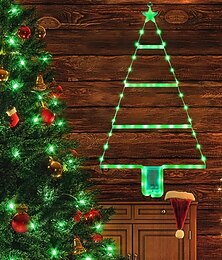 levne -vánoční dekorace, LED žebříková světla, zelená vánoční nástěnná závěsná světla na okno, vánoční dekorace na baterie pro interiér, exteriér, zahradu, bytové dekorace