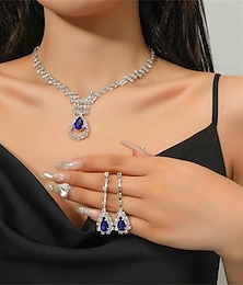preiswerte -Schmuckset 1 Blau Strass Strass 1 Halskette Ohrringe Damen Elegant Vintage Mode Vintage-Stil Klassisch Schmuck-Set Für Hochzeit Party Besonderer Anlass