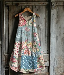ieftine -Pentru femei Rochii Midi Rochie casual Rochie de vară Modă Modern Zilnic Plajă Sfârșit de săptămână Fit regulat Floare Fără manșon În V Galben Roșu-aprins Albastru piscină Maro Vară Primăvară