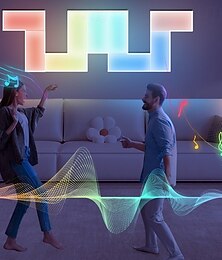 お買い得  -長方形のLEDウォールライト、スマートホームゲーミングセットアップライトRGB-IC DIY LEDライトパネルはAlexa、Googleアシスタント、アプリで動作します &寝室のゲームルームやテレビの装飾に最適な音声コントロール、音楽同期