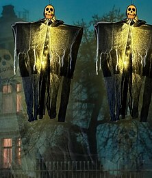 abordables -1 pièce Halloween crâne lumineux suspendu fantôme cour extérieure fantôme suspendu scène fantôme atmosphère décoration accessoires