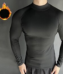 baratos -Homens Camisetas Compressão Camada de base de lã Tops de treino Manga Longa Blusas Roupa Esportiva Cor Sólida Secagem Rápida Quente Academia Basquete Esportivo Roupa de esporte Roupas Esportivas