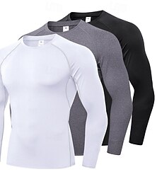 Недорогие -Муж. Компрессионная футболка Базовый слой для тренировок Тренировочные топы Длинный рукав Верхняя часть Одежда для спорта и отдыха Осень Однотонный Быстровысыхающий