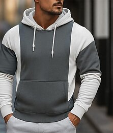 economico -Per uomo Felpa con cappuccio Nero Rosso Grigio Con Cappuccio Semplice Patchwork Blocco di colore Sport & Outdoor Casuale Quotidiano Streetwear Cool Abbigliamento Sportivo Primavera & Autunno