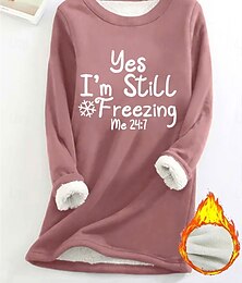 abordables -Mujer Sudadera Graphic Cálido Casual Borroso Manga Larga Escote Redondo Tops regulares Calle Casual Negro Amarillo Rosa Gris Oscuro Rojo Primavera Otoño Invierno