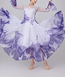 preiswerte -Sportkleidung Röcke Druck Spleißen Tüll Damen Leistung Training Langarm Hoch Polyester