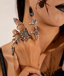 levne -Punk a gotika Sestavy prstýnků Šperky Lebky pavoučí síť Maškarní kostým Dámské předvečer Všech svatých Karneval předvečer Všech svatých Dospělí Kroužek Celý rok