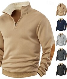 economico -Per uomo Maglia Felpa in pile Felpa con zip corta Felpa con cappuccio foderata in pile Nero Blu marino Cachi Grigio chiaro Grigio scuro Con Cappuccio Semplice Patchwork Sport & Outdoor Casuale