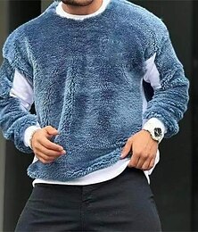 economico -Per uomo Maglia Felpa con cappuccio Maglione Felpa con cappuccio in pile Nero Blu Marrone Verde Girocollo Semplice Patchwork Blocco di colore Sport & Outdoor Casuale Quotidiano Streetwear Cool