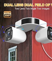 お買い得  -8メガピクセルのスマートワイヤレスWi-Fi屋外セキュリティカメラ、360パノラマ外角マウント、デュアルバレットカメラ、フルカラーナイトビジョン、スマートAIモーション検出、サウンドとモーションアラート