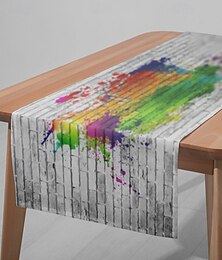abordables -1PC Chemin de table graffiti mural - Nappe rectangulaire imprimée numériquement colorée pour restaurant banquet décoration de fête (33x180cm)