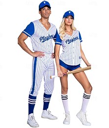 abordables -uniforme de baseball de sport rayé tenue de fête cos uniforme de pom-pom girl sexy uniforme de pom-pom girl costume d'Halloween