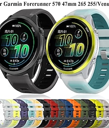 お買い得  -GarminForerunner 570 47mm/265 (music)/255 (music)/Venu 3/Vivoactive 4用時計バンド Marq Descent Quatix 22mm ステンレススチール シリコン交換用ストラップ ツートン