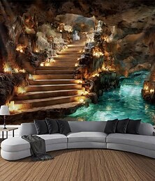 abordables -tapisserie Bannières Tentures Murales 森林 Paysage 3D Fantaisie Chambre Salon Dortoir Décorations murales, porte, arrière-plan