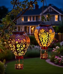 voordelige -1 st. 45cm buitenzonne-luchtballon hanglamp holle ijzeren projectielamp kolibrie paddenstoel binnenplaats tuin terras balkon decoratieve lantaarn landschapslamp