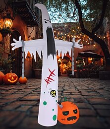economico -1 pz 3,6 m/11,8 piedi Halloween 2025 nuova catena di zucca bianca fantasma cintura luce led gonfiabile modello aria interno ed esterno cortile prato giardino festa festival di Halloween atmosfera luce