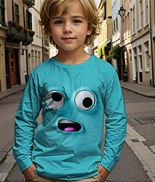 ieftine -Băieți 3D Desene Animate Tricou Manșon Lung Primăvară Toamnă Modă De Bază Copii 4-12 ani Stil Nautic În aer liber Casual Zilnic Fit regulat