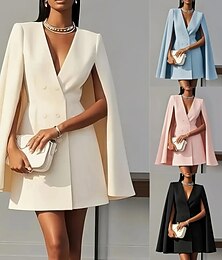 abordables -Mujer Capa / Capas chaqueta Cómodo Retazos Botones Elegante Moda Diario Estilo de Oficina Plano Escuela Formal Boda Vacaciones Botonadura Doble Largo Escote en Pico Ajuste regular Sin Mangas Ropa de