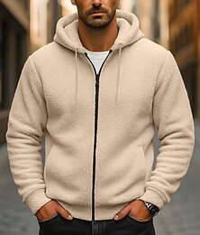 economico -Per uomo Felpa con cappuccio Felpa con cappuccio a zip intera Felpa con cappuccio in pile Nero Blu marino Cachi Grigio Con Cappuccio Semplice Con zip Sport & Outdoor Casuale Quotidiano Streetwear